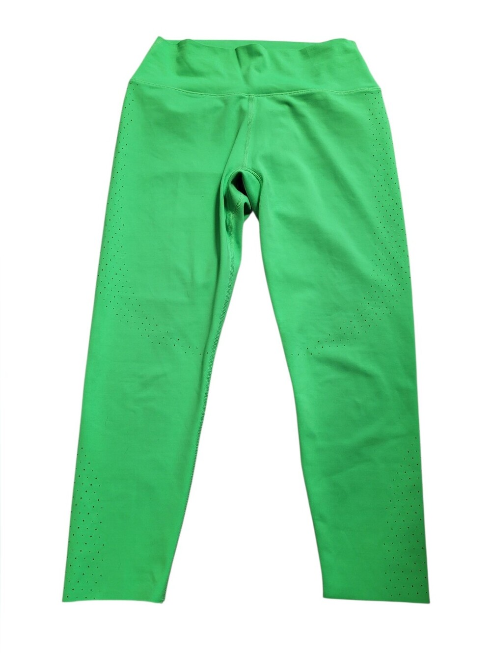 Buff Bunny Womens Medium Capri Leggings Neon Green Mid Rise Waist Athletic